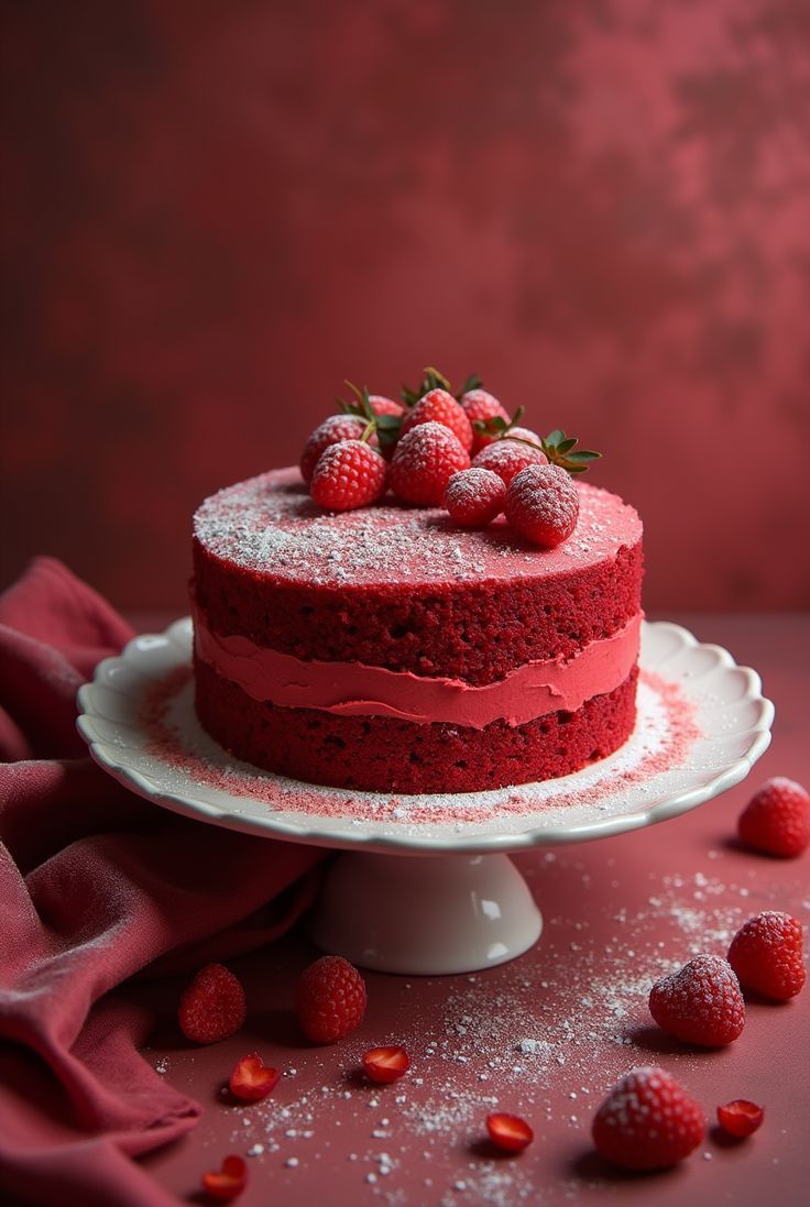 Red Velvet com frutas vermelhas — item conceitual da proposta visual